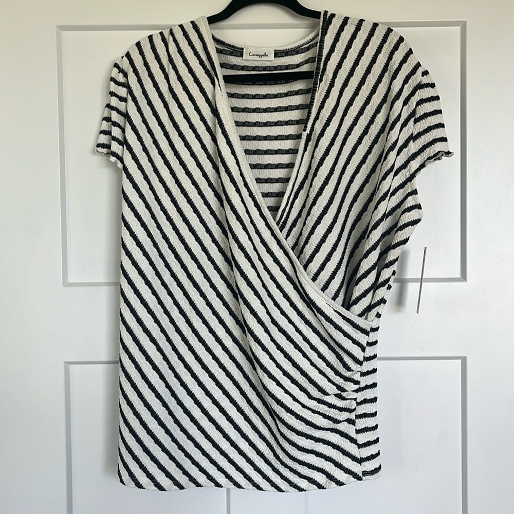 NWT Loveappella Stripe Shirt 1X